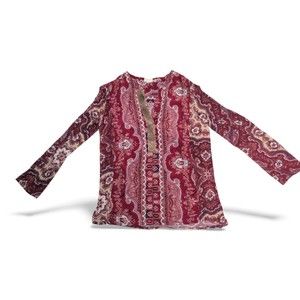 Tiny‎ Red Paisley Long Sleeve V-Neck Blouse - Size S